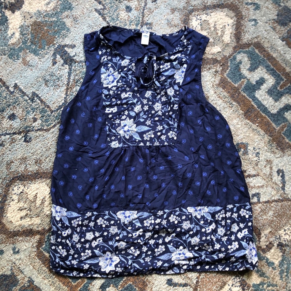 Blue, Flowery Old Navy Blouse